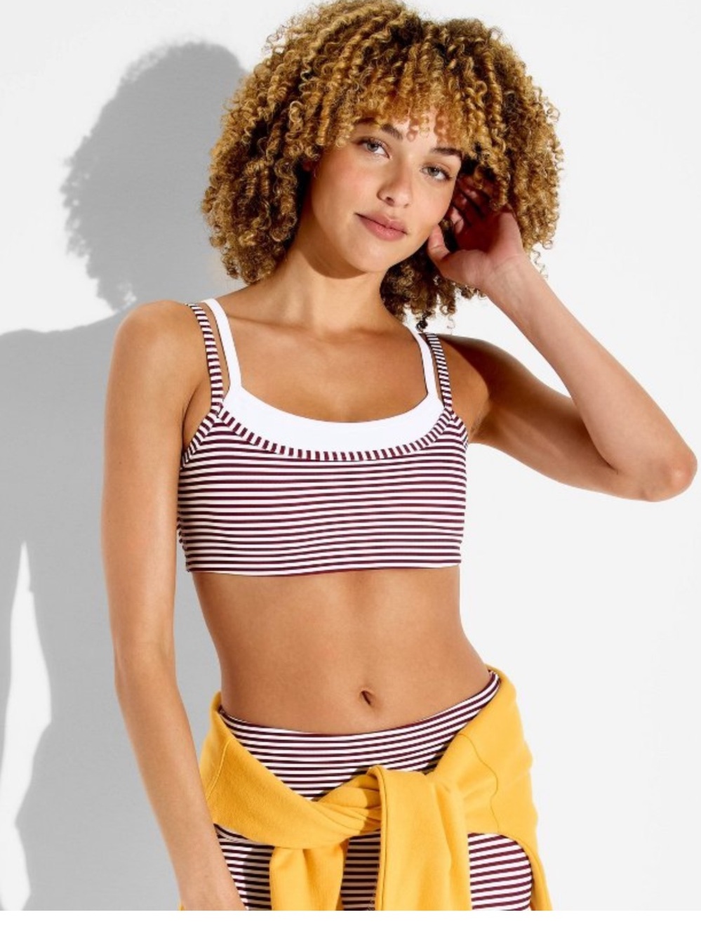 Women's Double Layer Sports Bra - JoyLab™ Maroon Striped S NWT